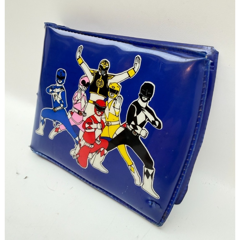 Vintage 1995 Mighty Morphin Power Rangers Blue Vinyl Bifold Wallet Saban - Picture 4 of 12